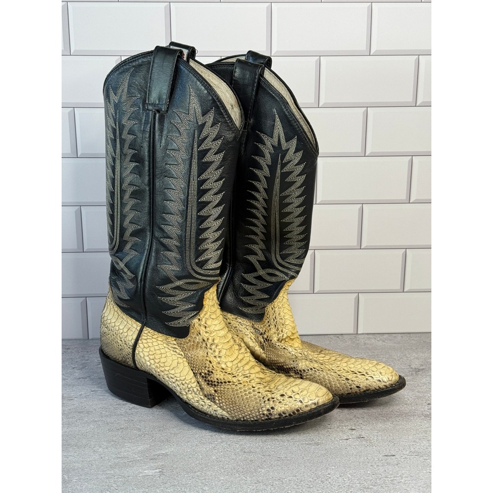 Cowtown Boots Style W808 Natural Back-Cut Python Western Boots M 6D / W 7.5D